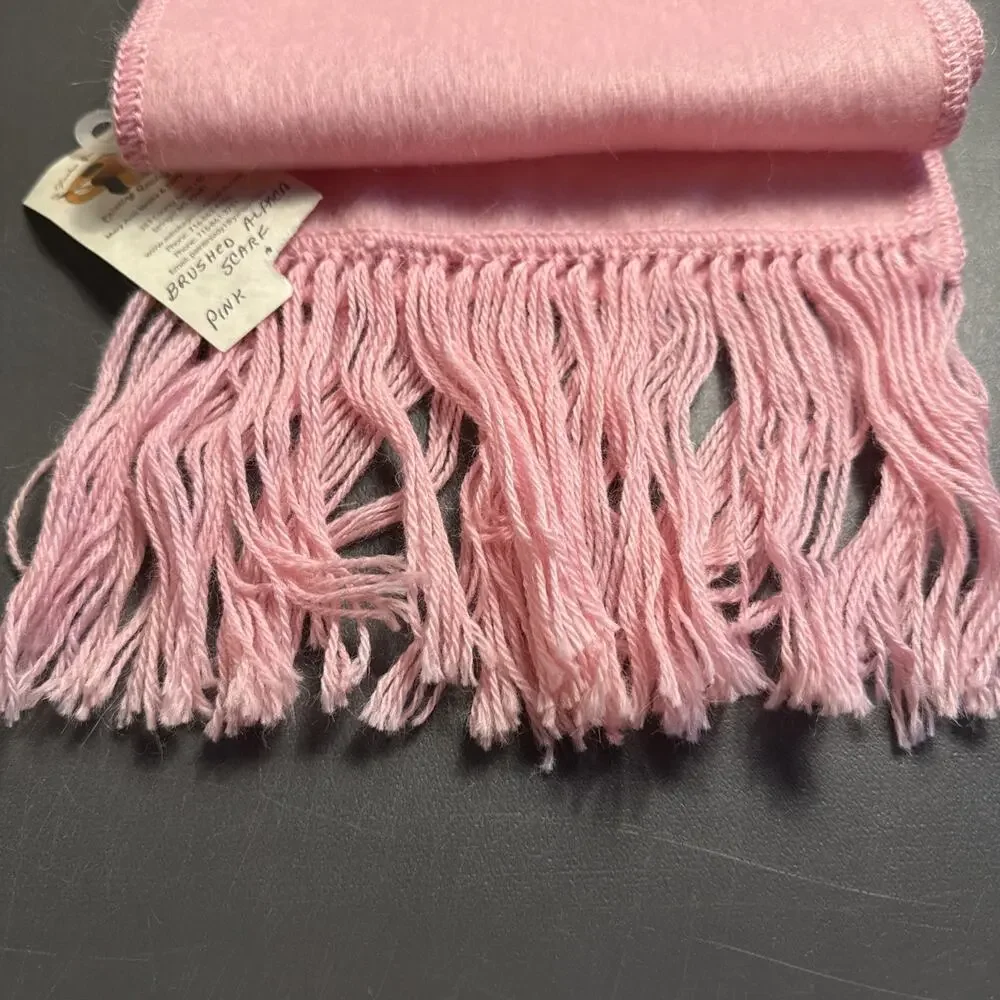 Peruvian Link Alpaca Collection Scarf Pink Wool Unisex Fringed Wrap Peru UC
